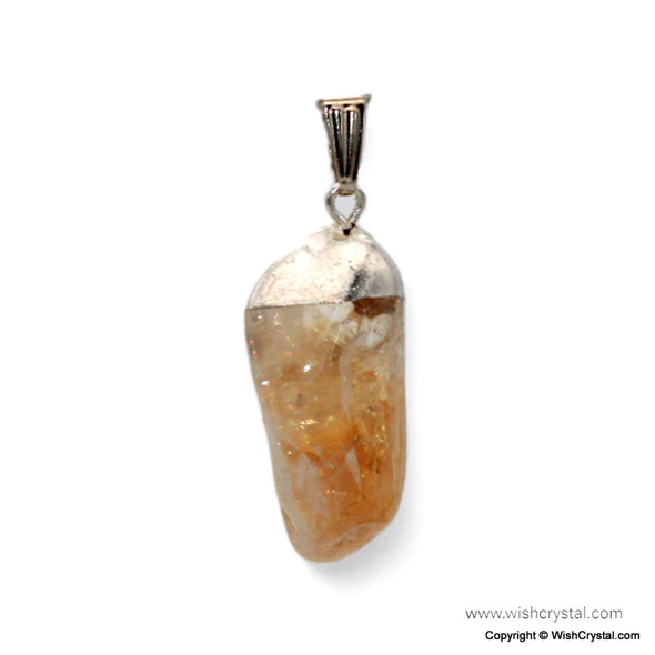 Citrine silver polished pendant
