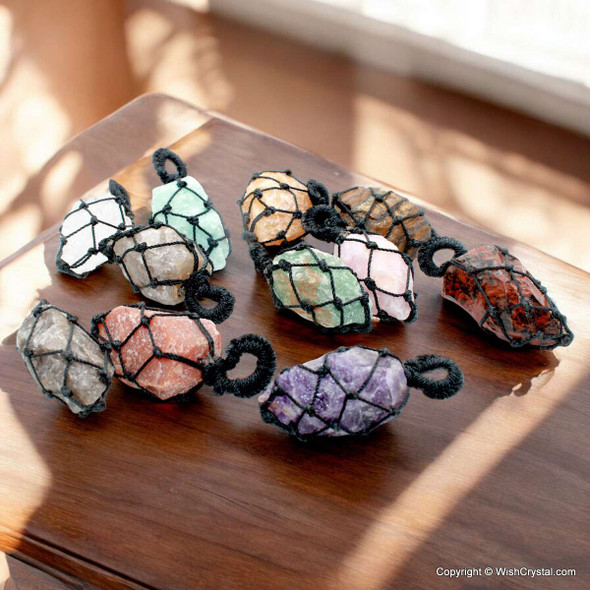 Bag of 10 assorted natural raw crystal wrap pendant Bag of 10 assorted natural raw crystal wrap pendant