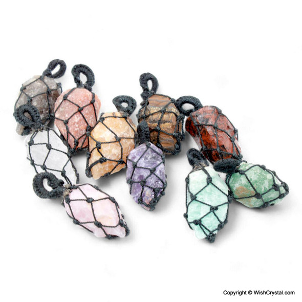 Bag of 10 assorted natural raw crystal wrap pendant Bag of 10 assorted natural raw crystal wrap pendant