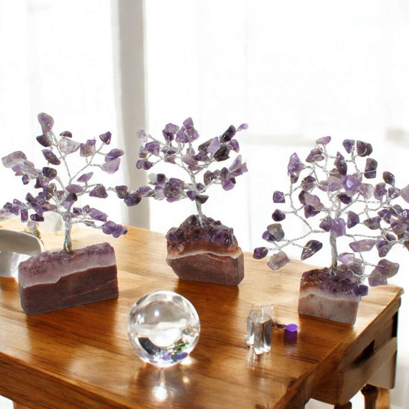 Amethyst crystal tree with Geode base - 4 inch