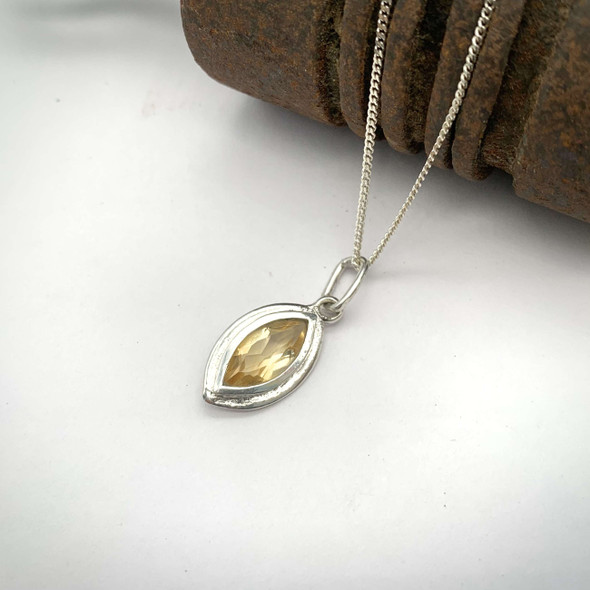 Sterling Silver Birthstone Marquise Pendant - 6 X 12 mm Sterling Silver Birthstone Marquise Pendant - 6 X 12 mm