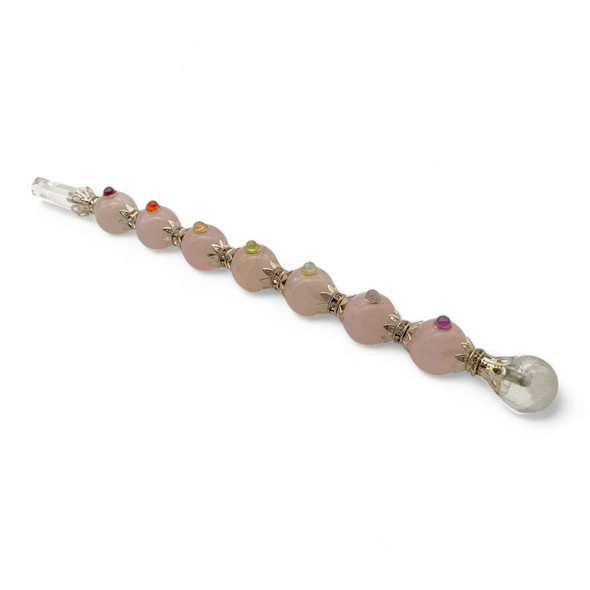 Rose Quartz sphere chakra wand - 8 inch
