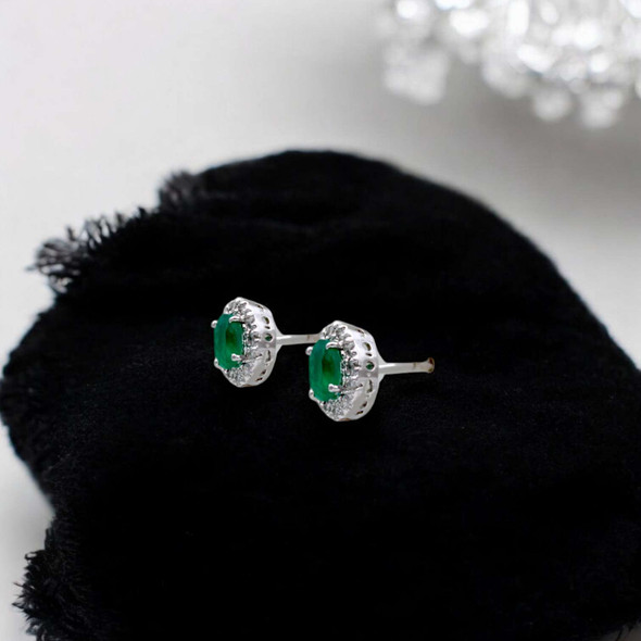 Green Onyx Shimmering Sterling Silver Studs earrings Green Onyx Shimmering Sterling Silver Studs earrings