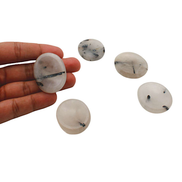 White Rutile Quartz Oval Thumb / Worry Stones White Rutile Quartz Oval Thumb / Worry Stones