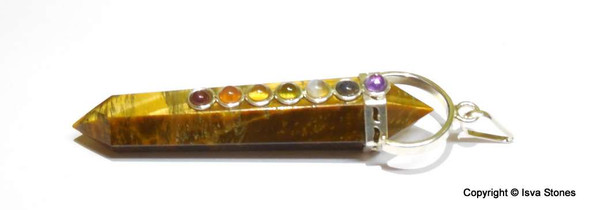 Tiger Eye Chakra Pendant - Double pointed