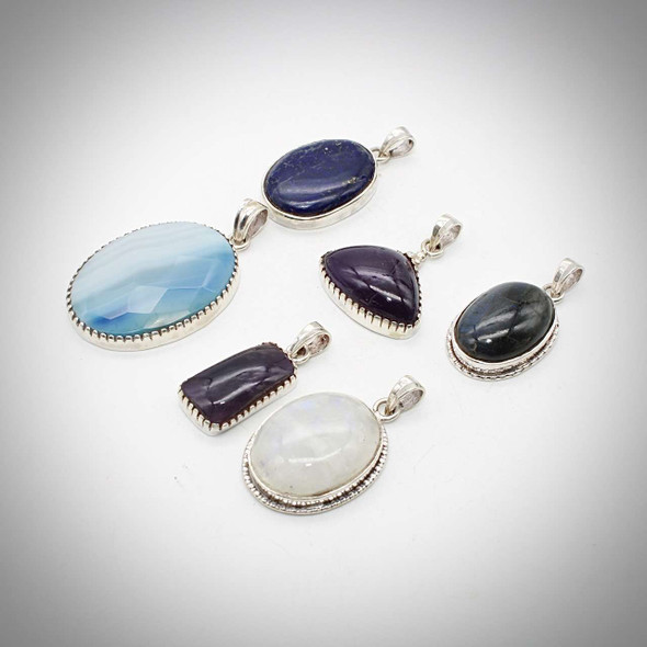 Assorted gemstone sterling silver handmade pendants Assorted gemstone sterling silver handmade pendants