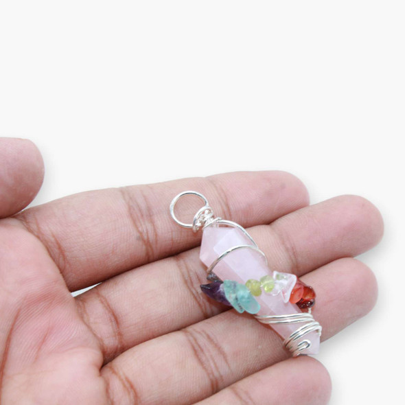 Rose Quartz Double Terminated Chakra wire wrap pendant Rose Quartz Double Terminated Chakra wire wrap pendant