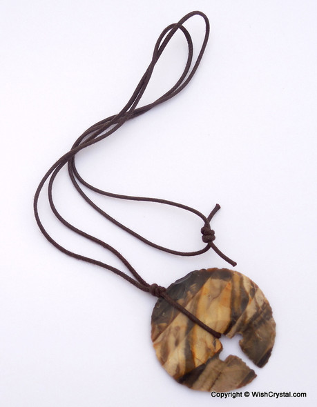 Cross-circle Leather wrap Agate Stone pendant