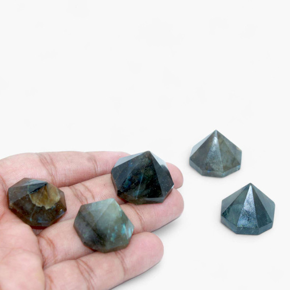 Labradorite faceted cone pyramids - 15 to 18 mm