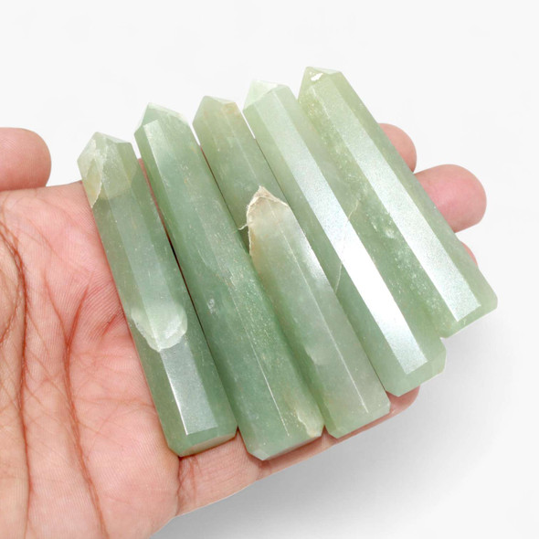 Jade Quartz faceted crystal points - 2 1/2 to 3 inch Jade Quartz faceted crystal points - 2 1/2 to 3 inch