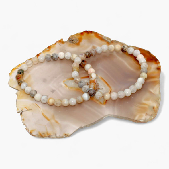 Bamboo Leaf Agate Energy Bracelet - 6 mm