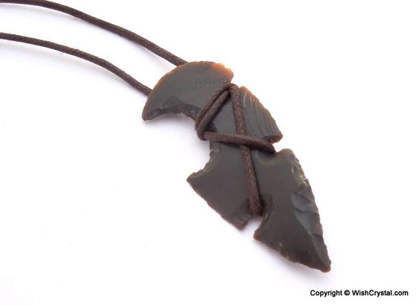 Native American tool shaped Agate Leather Wrap Pendant