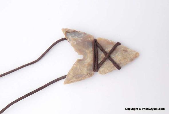 Shark Tooth shaped Agate Arrowhead Leather Wrap Pendant