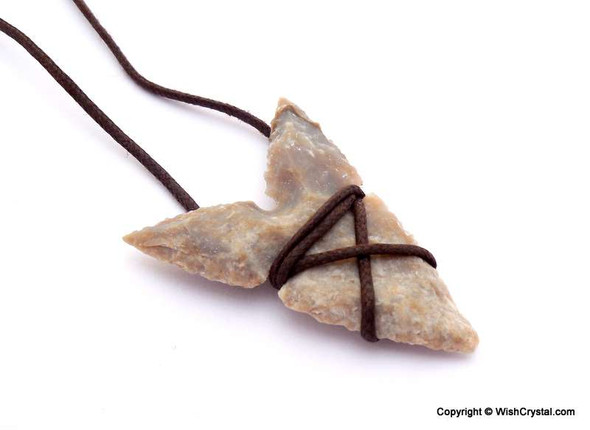 Shark Tooth shaped Agate Arrowhead Leather Wrap Pendant
