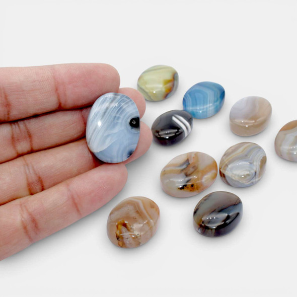 Bag of 10 Lace Agate Cabochons - Multi colors