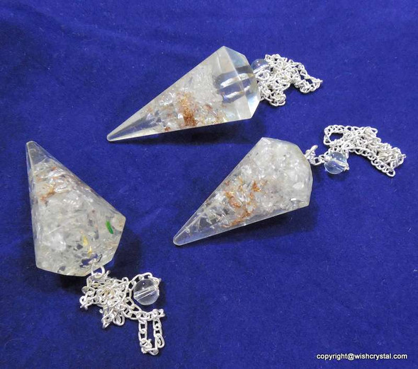 Crystal Quartz Orgonite Pendulum - 6 Facets