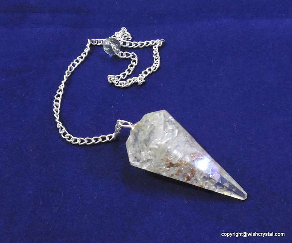 Crystal Quartz Orgonite Pendulum - 6 Facets