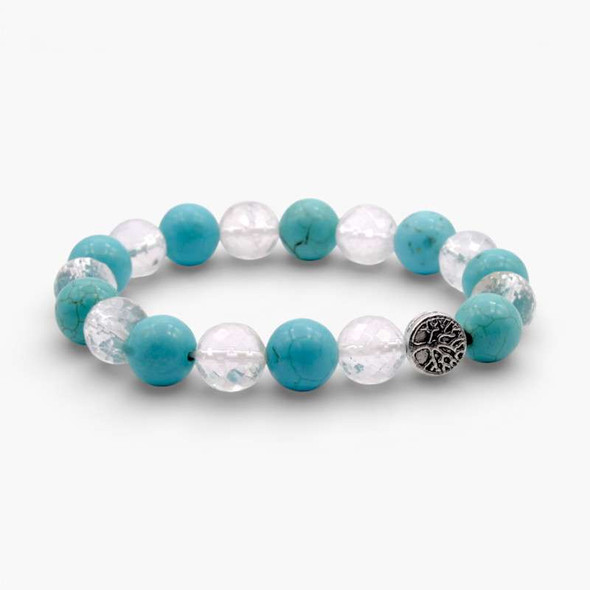 Crystal Quartz (Faceted) & Turquoise 8 mm beads bracelets