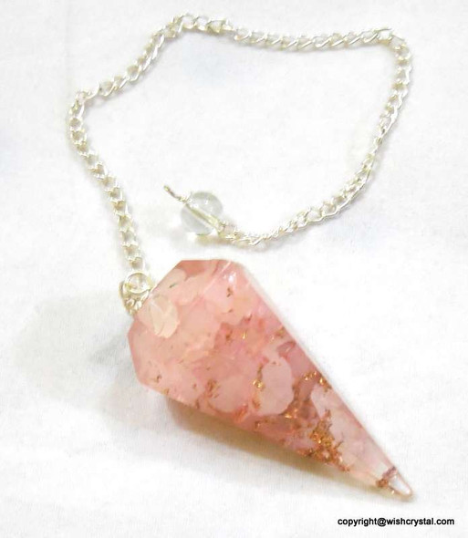 Rose Quartz Orgonite Pendulum - 6 Facets