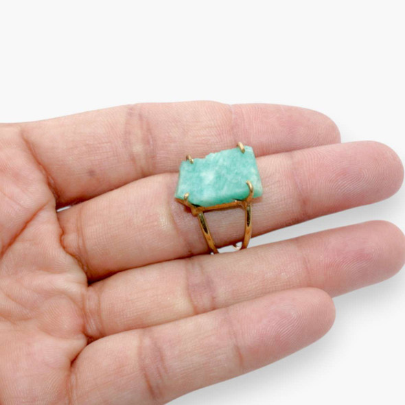 Raw Amazonite Ring - Adjustable size