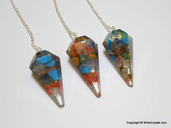 Chakra Stones Orgonite Pendulum - 6 Facets
