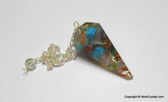 Chakra Stones Orgonite Pendulum - 6 Facets