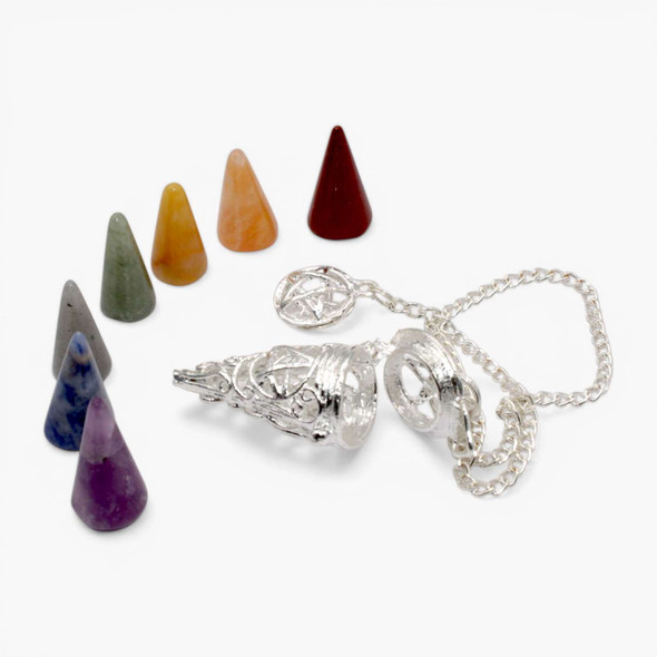 Chakra Stone cone Pendulum with changeable crystals