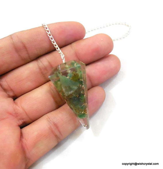 Green Aventurine Orgonite Pendulum - 6 Facets