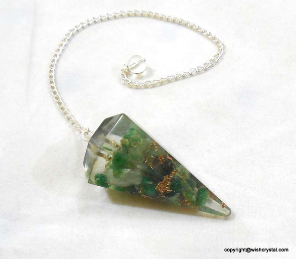 Green Aventurine Orgonite Pendulum - 6 Facets