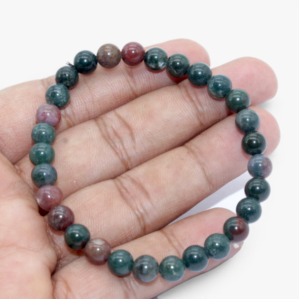 Blood Stone Beads Bracelet - 6 mm