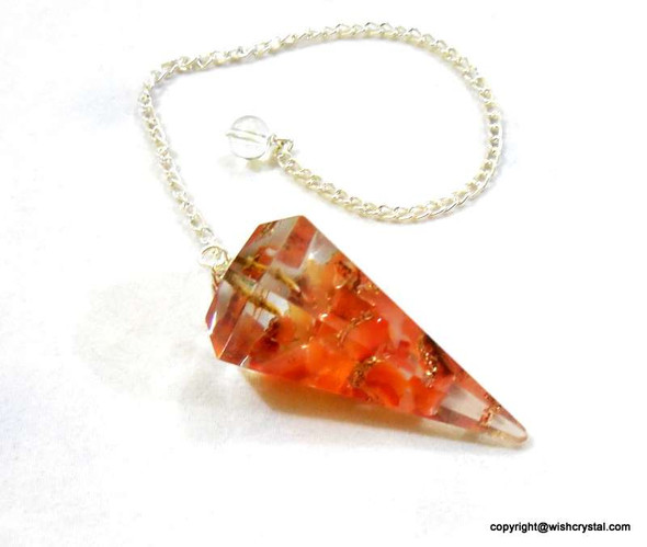 Carnelian Orgonite Pendulum - 6 Facets