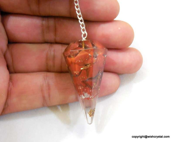 Red Jasper Orgonite Pendulum - 6 Facets