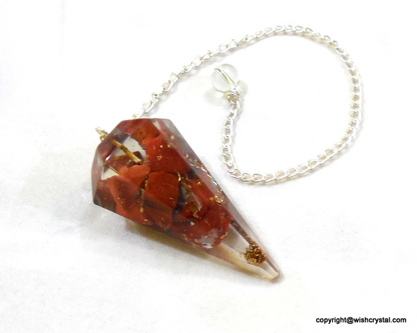 Red Jasper Orgonite Pendulum - 6 Facets