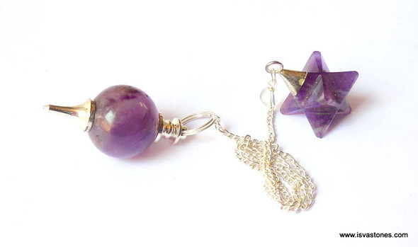 Amethyst Ball Pendulum with Merkaba Star