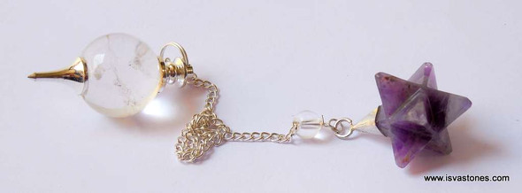 Crystal Ball Pendulum with Merkaba Star