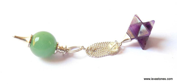 Green Quartz Ball Pendulum with Amethyst Star