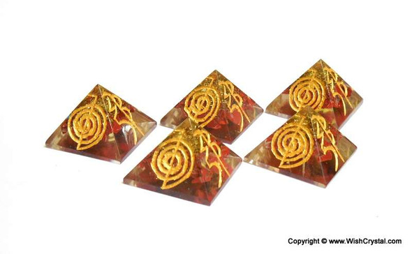 Red Jasper Orgone Pyramid Engraved wirh Reiki Signs