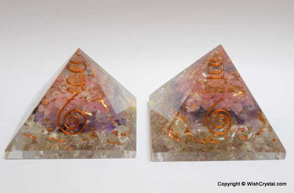 Amethyst Crystal Rose Orgonite Pyramid