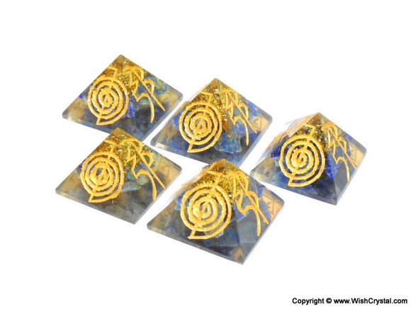 Lapis Lazuli Orgone Pyramid with Engraved Reiki Sign