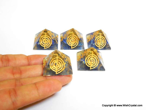 Lapis Lazuli Orgone Pyramid with Engraved Reiki Sign