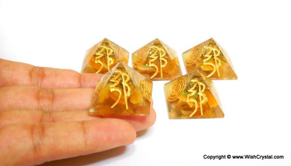 Yellow Aventurine Reiki Pyramid Engraved with Reiki Sign
