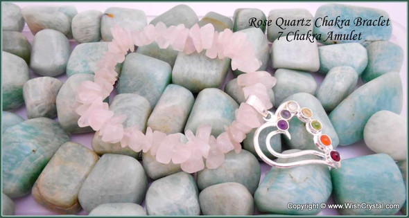 Rose Quartz Chakra Bracelet Charm Amulet Heart