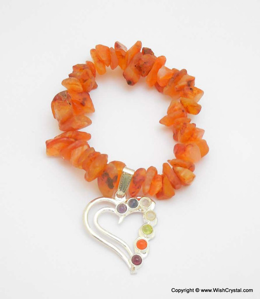 Carnelian Chakra Bracelet Charm Amulet Heart