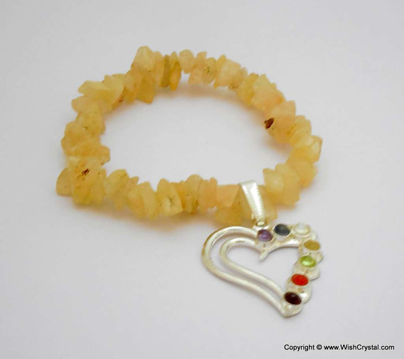 Yellow Aventurine Chakra Bracelet Charm Amulet Heart