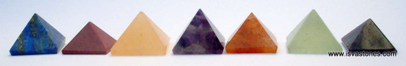 Chakra Pyramid Set of 7 Chakra Crystal Pyramid - 18 to 22 mm
