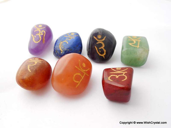 Reiki Chakra Stone Set Engraved with Reiki Signs - Tumble Set