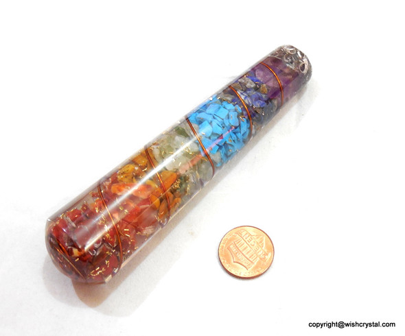 Chakra Orgonite Wand Layered Chakra Stones