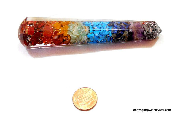 Chakra Orgonite Wand Layered Chakra Stones Massage