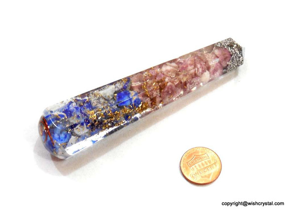 Chakra Orgonite Wand Lapis Lazuli & Lapidolite Stone Massage