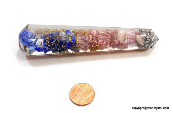 Chakra Orgonite Wand Lapis Lazuli & Lapidolite Stone Massage